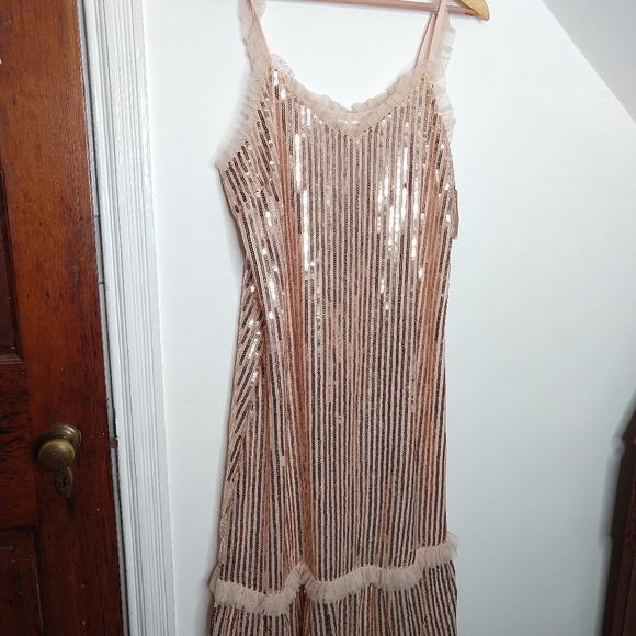 Ruffle Trim Sequined Midi Dress - Picture 3 of 11